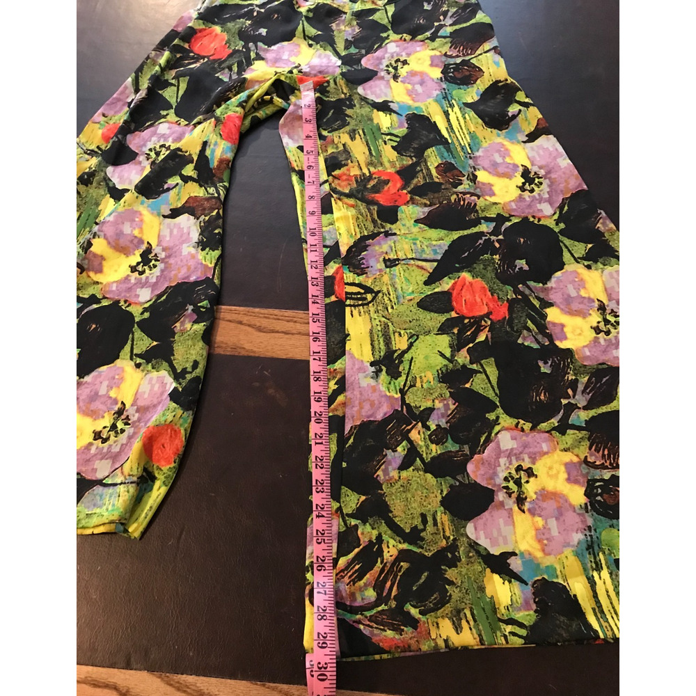 Anthropologie Leifnotes Blurred Dahlia Wide Leg Pants 8 Floral Palazzo - Picture 8 of 14